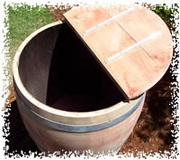 Top View of Wine Barrel Storage or Composter