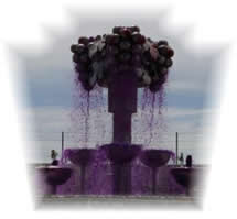 wine fountain on used wine barrels